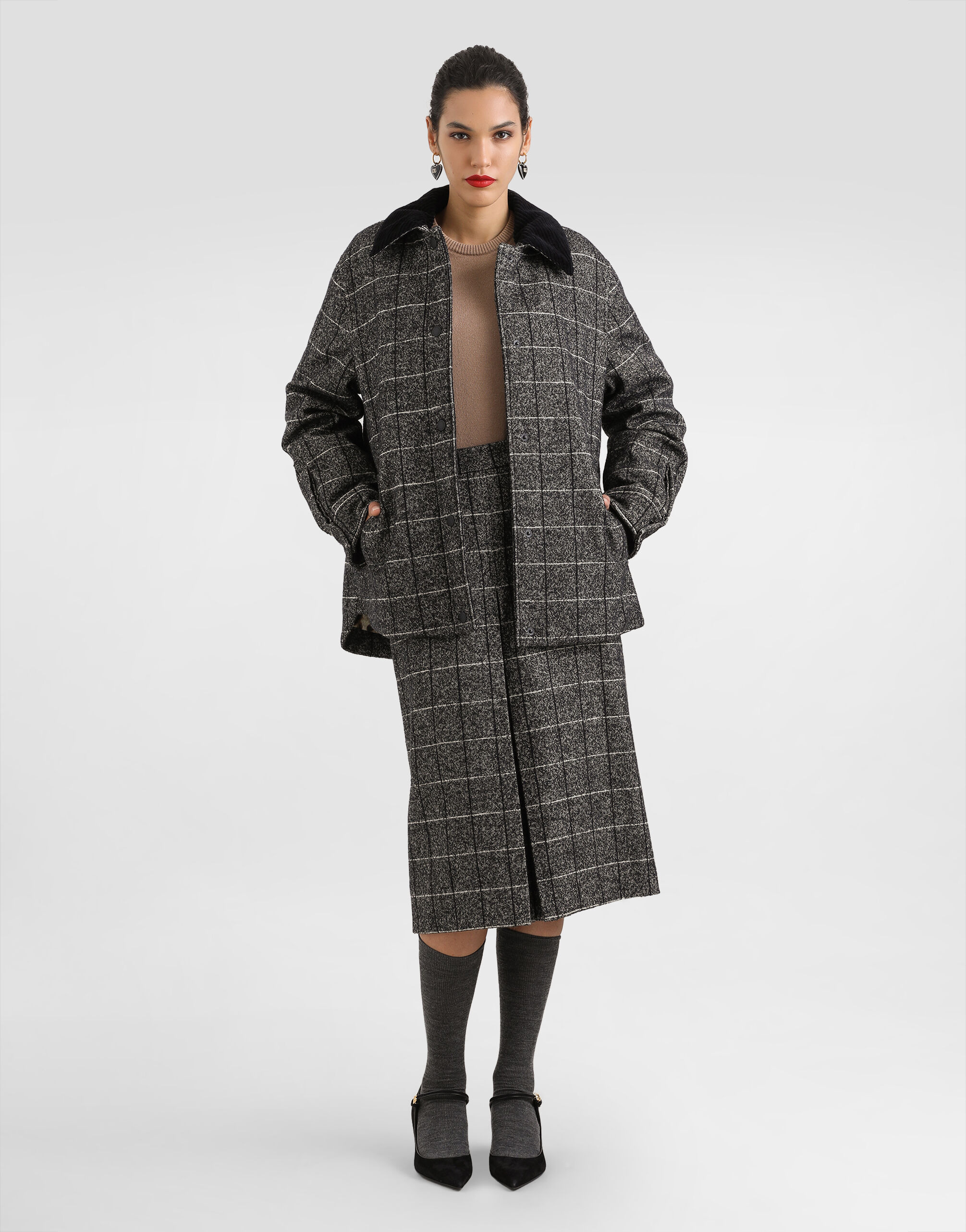 Wool blend check skirt - 2