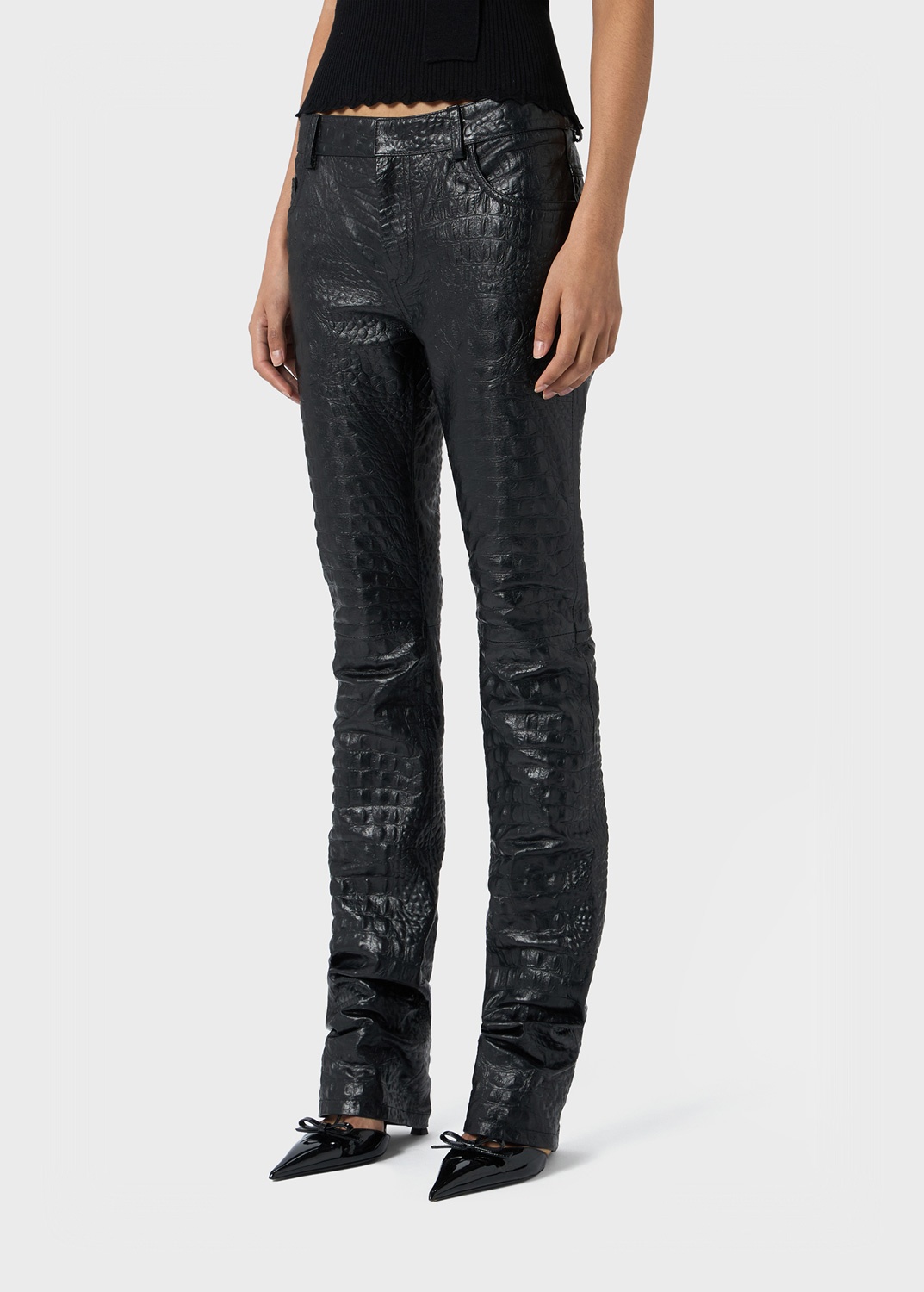 PANTS IN CROCODILE-EFFECT PRINT LEATHER - 5