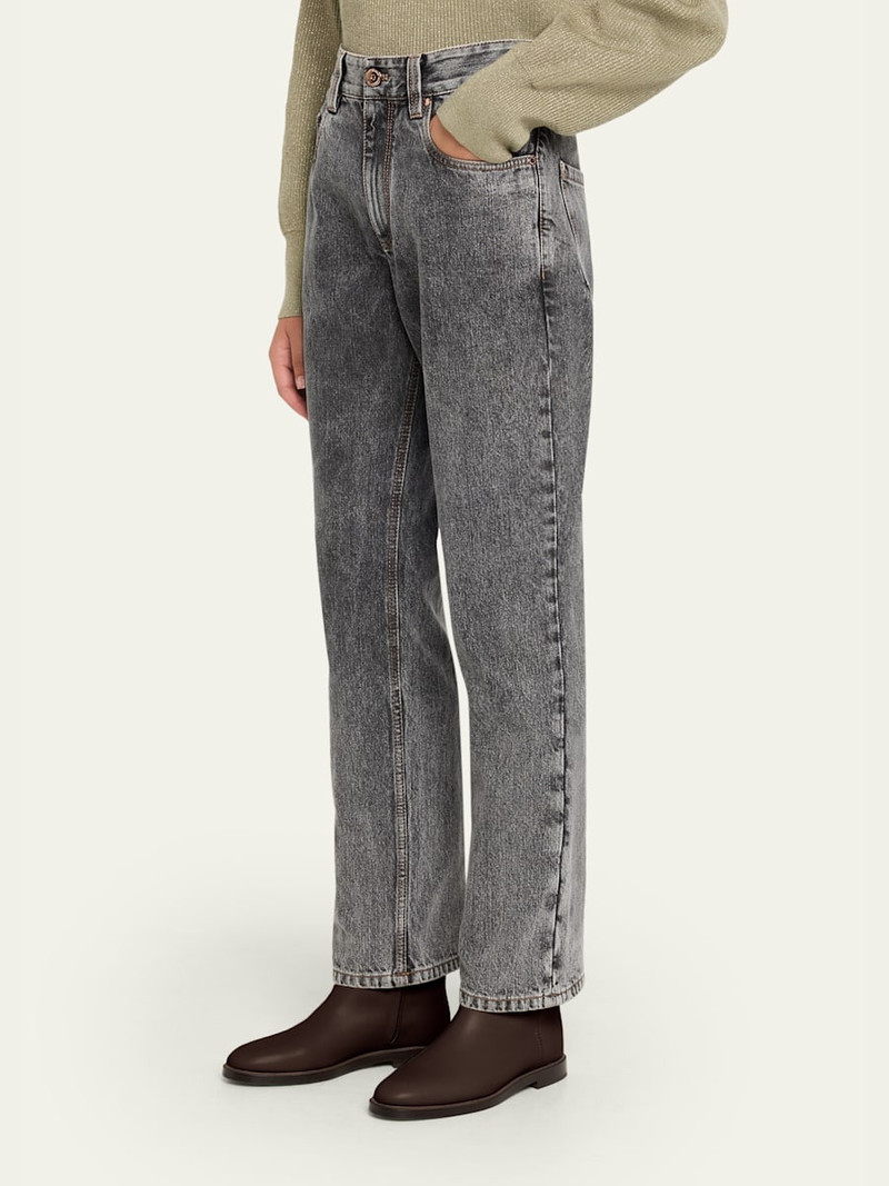 Brunello Cucinelli Acid-Wash Straight-Leg Ankle Boyfriend Jeans outlook