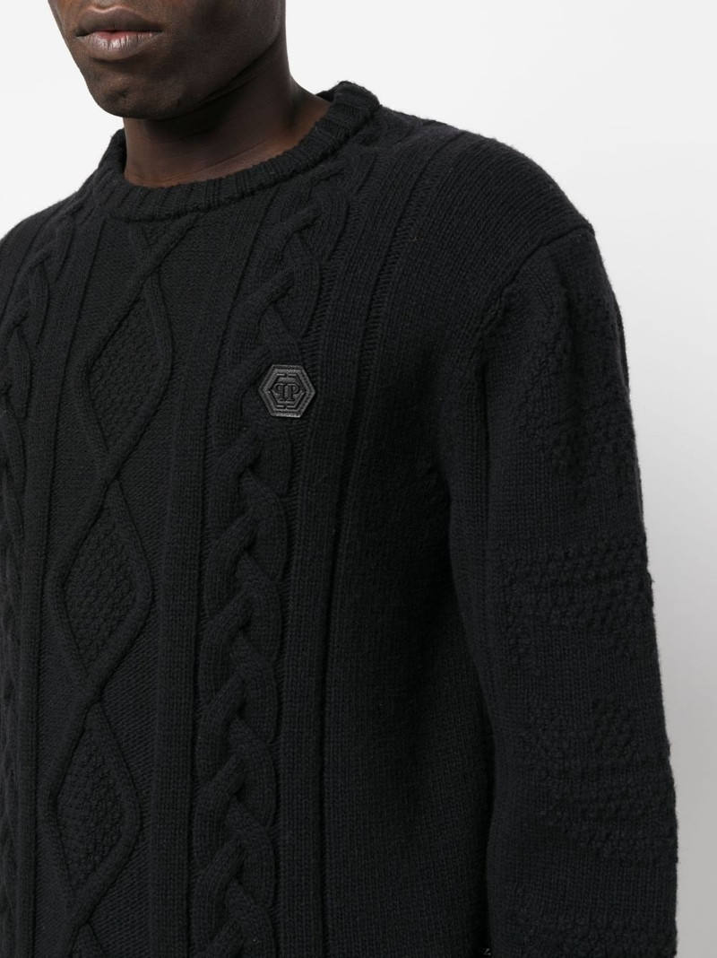 cable-knit distressed-finish jumper 5