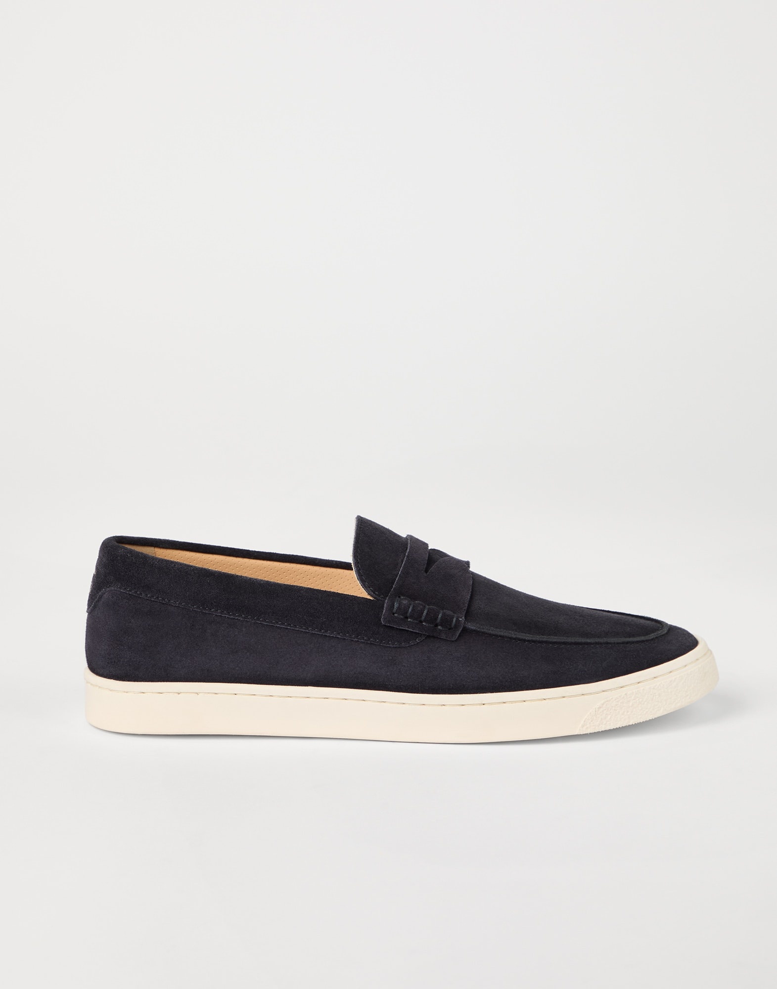 Washed suede loafer sneakers with natural rubber sole - 5