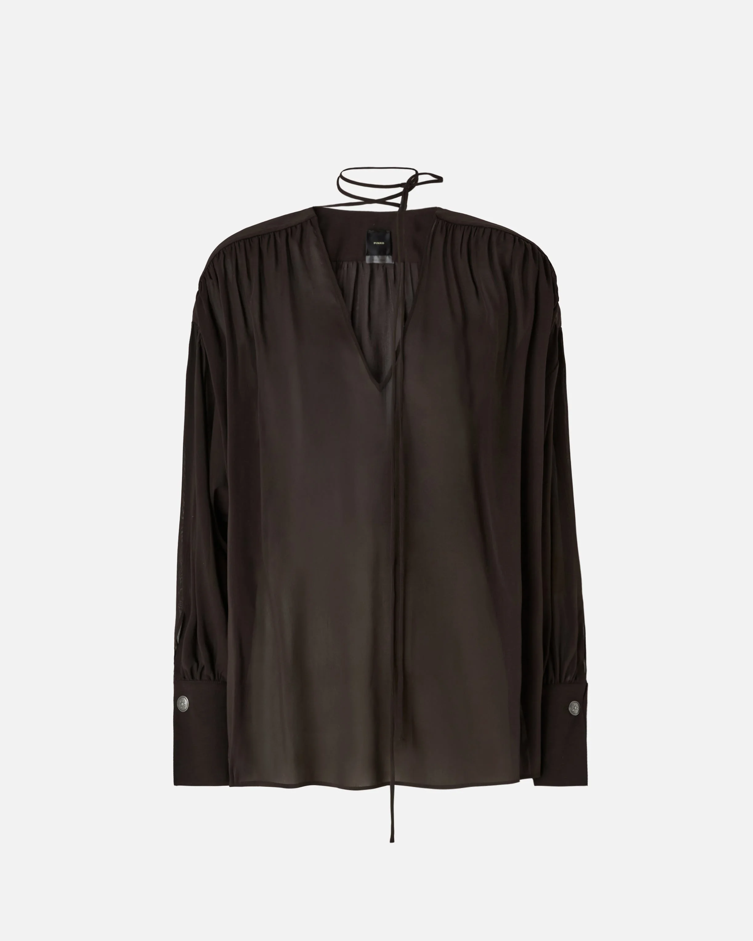 V-NECK BLOUSE WITH GATHERING - 1