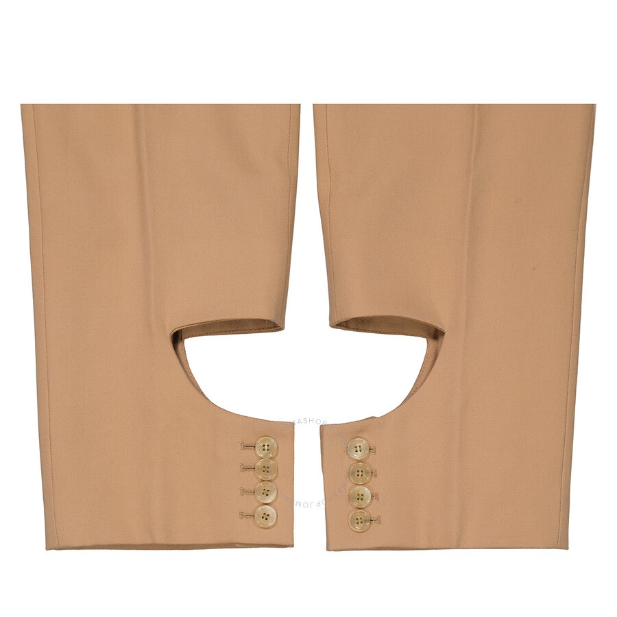 Burberry Ladies Dark Biscuit Cut-Out Detail Tailored Trousers - 7
