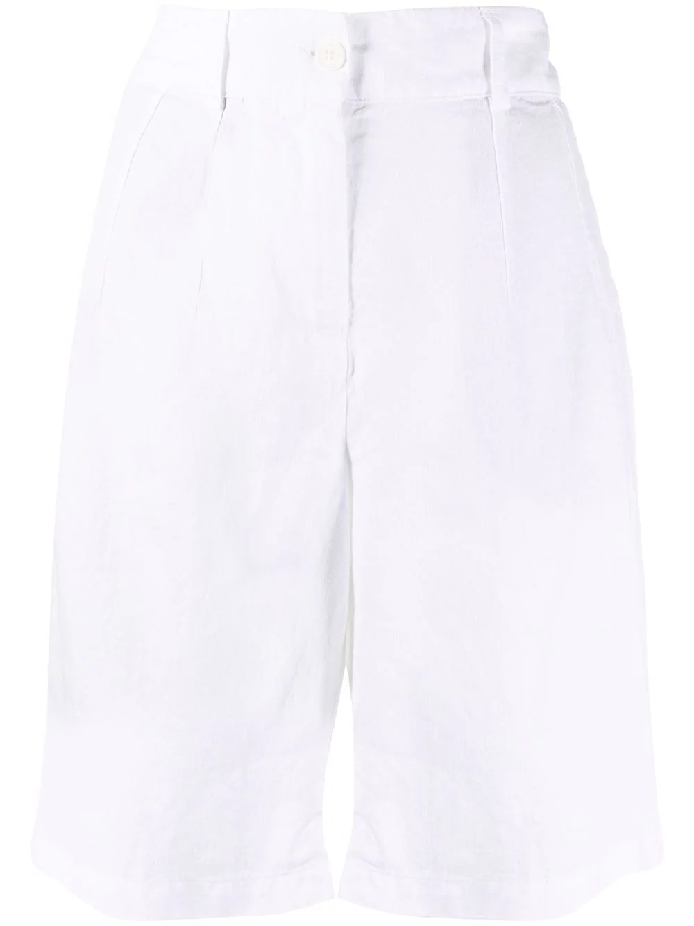 long-line linen shorts - 1