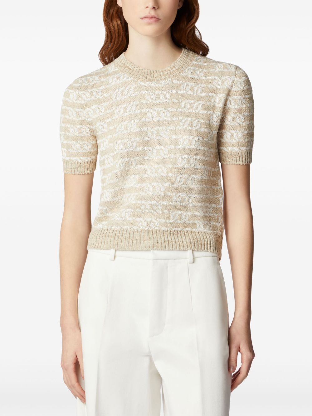 chain-motif knitted top - 5
