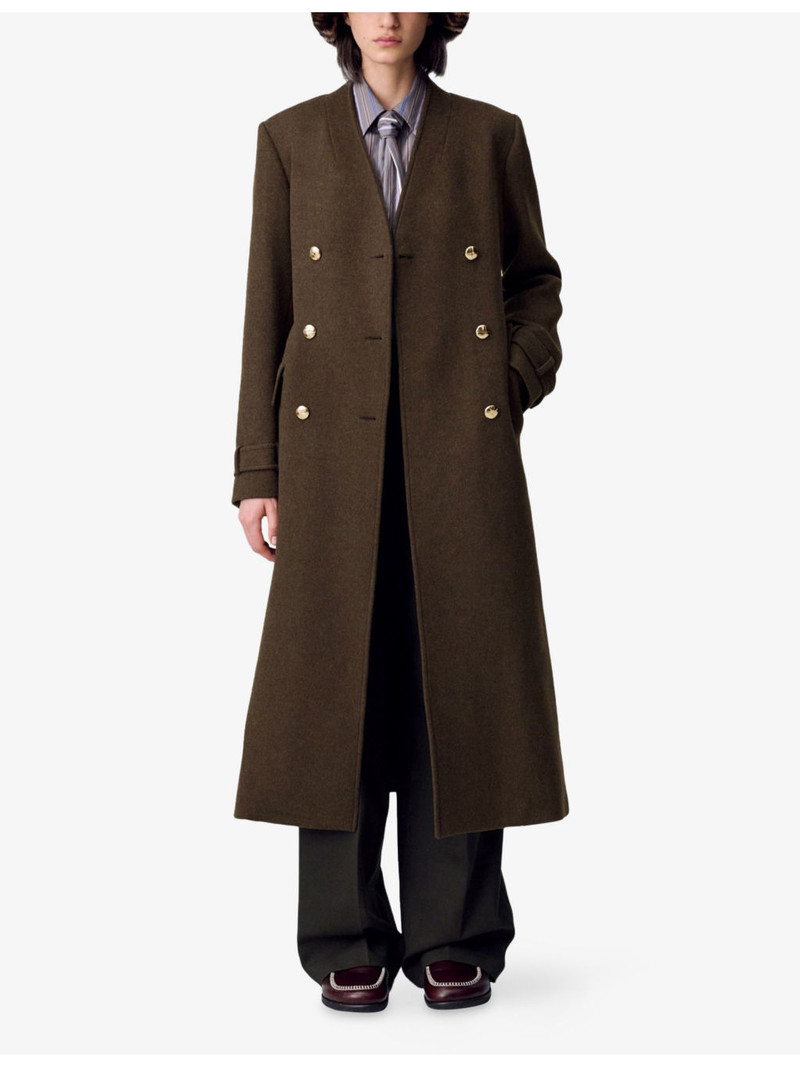 Claudie Pierlot Long Kimono-Collar Wool-Blend Coat outlook