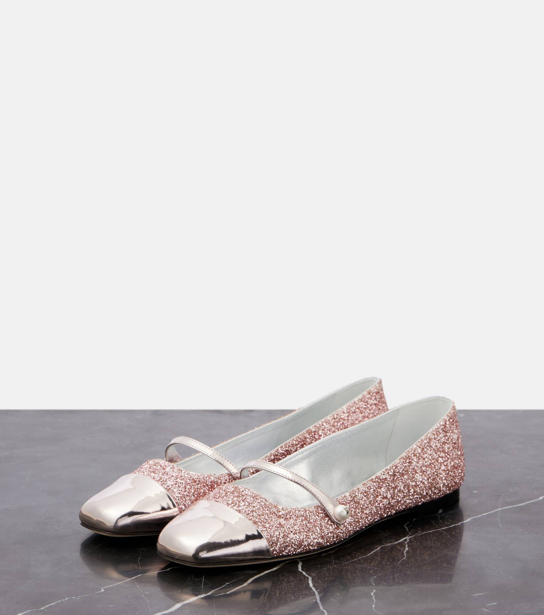 Elisa leather-trimmed glitter ballet flats - 5