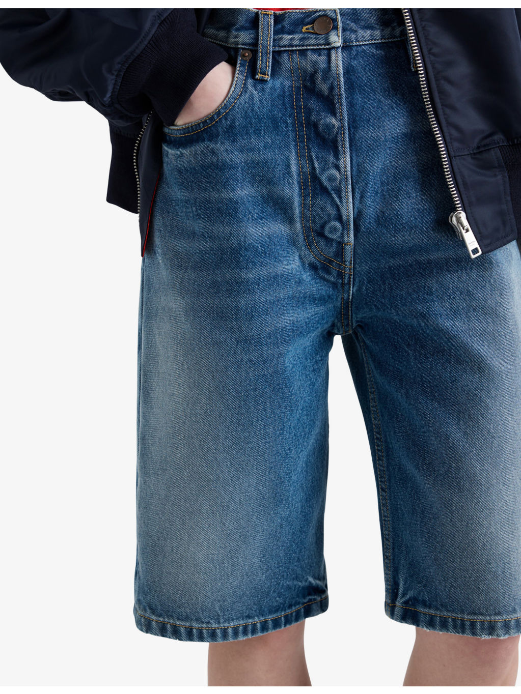 Mid-Rise Denim Bermuda Shorts - 3