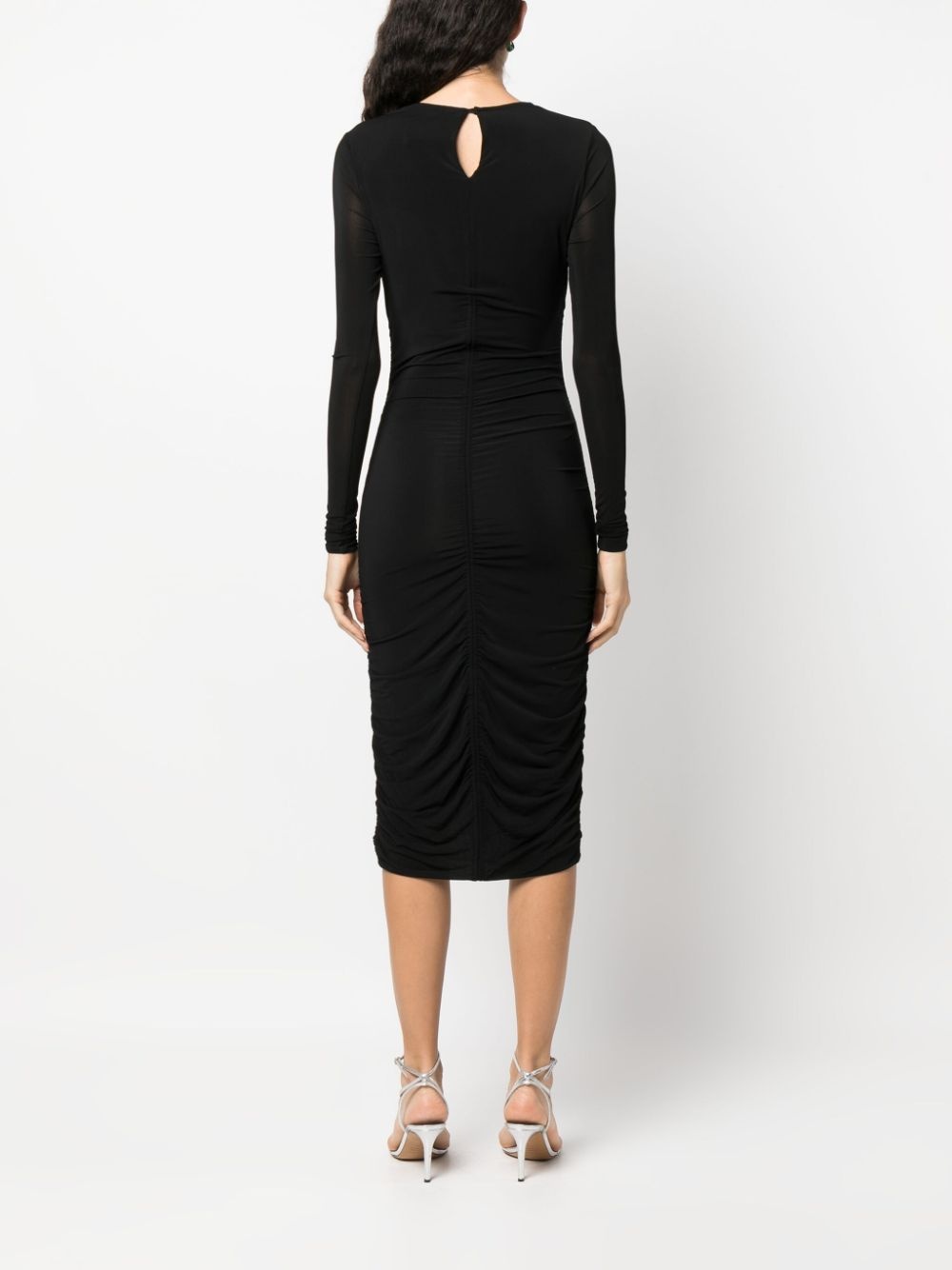 cut-out ruched midi dress - 4