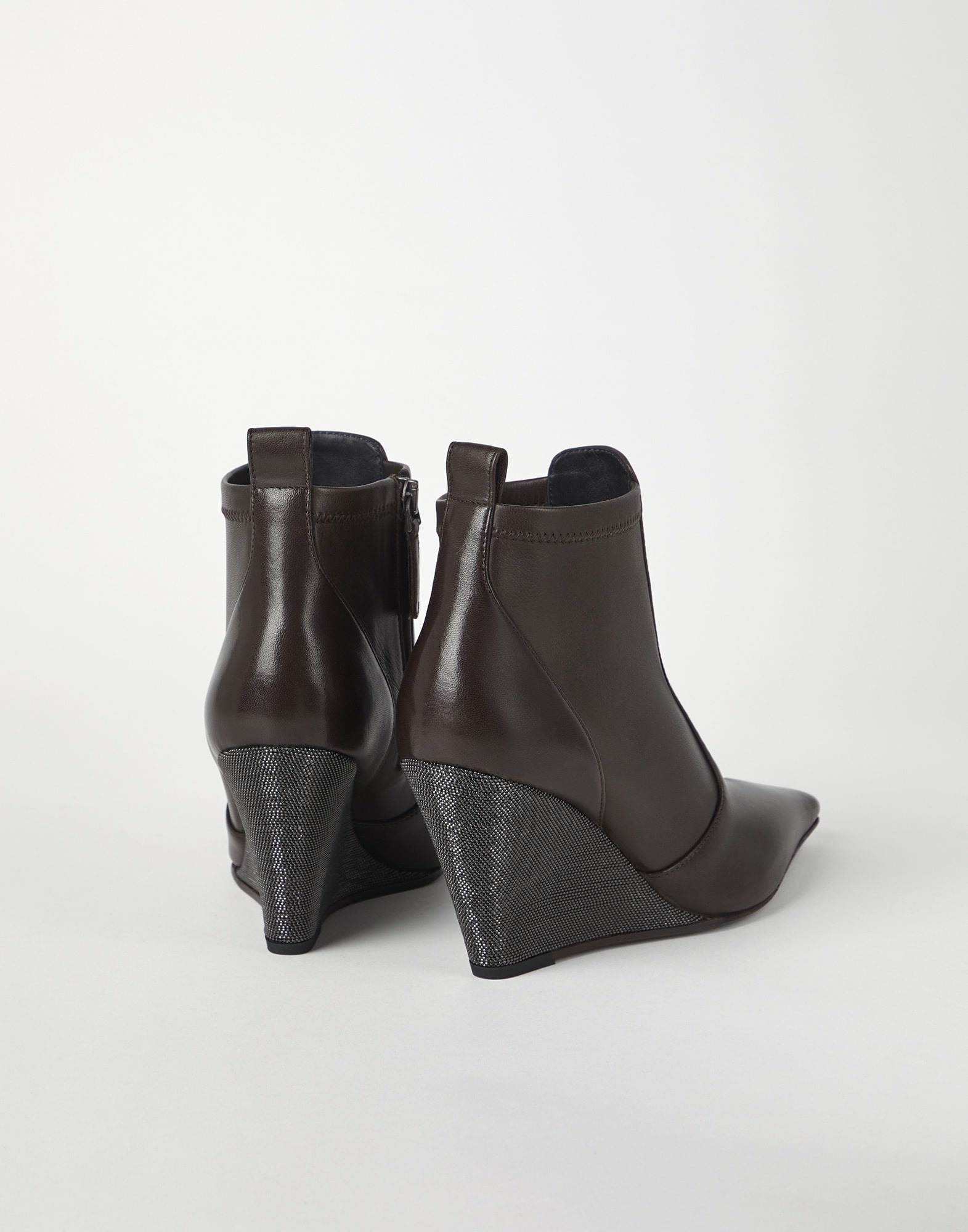 Soft nappa leather wedge boots with precious heel - 2