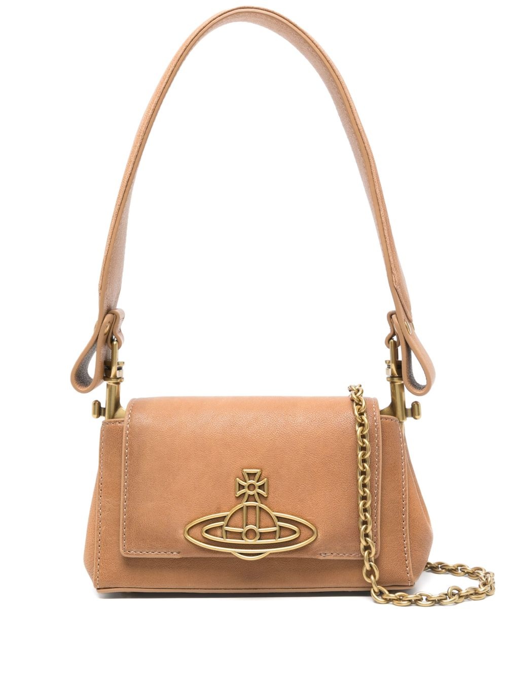 Orb-plaque leather shoulder bag - 1