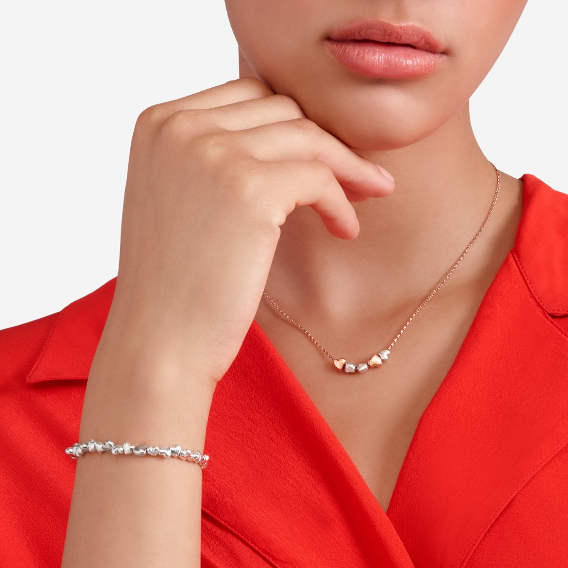 Rose Gold & Silver Heart Necklace - 4