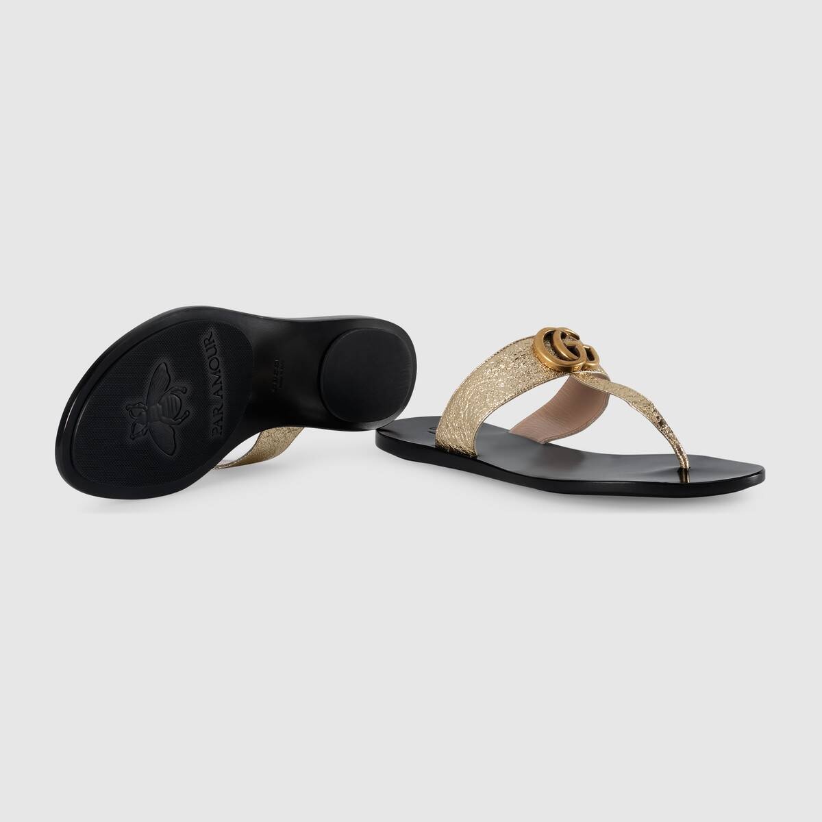 Leather thong sandal with Double G - 5