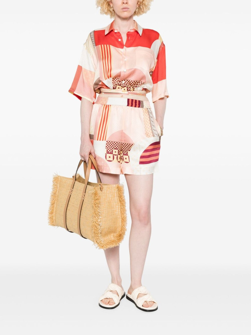 FENDI patchwork-print silk shorts outlook