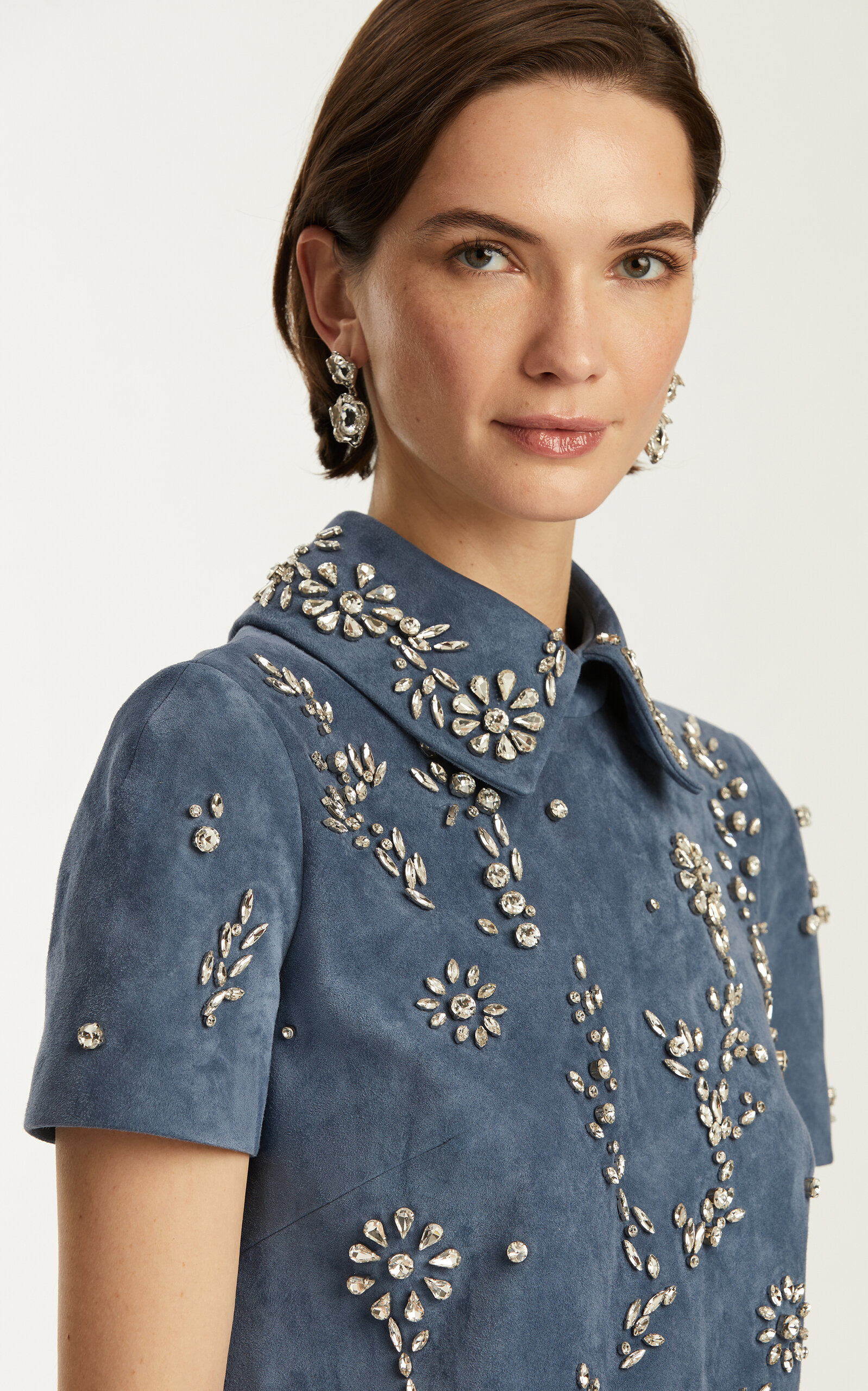Crystal-Embellished Suede Mini Dress blue - 5
