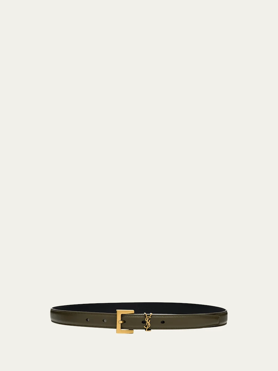 YSL Monogram Leather Belt - 1