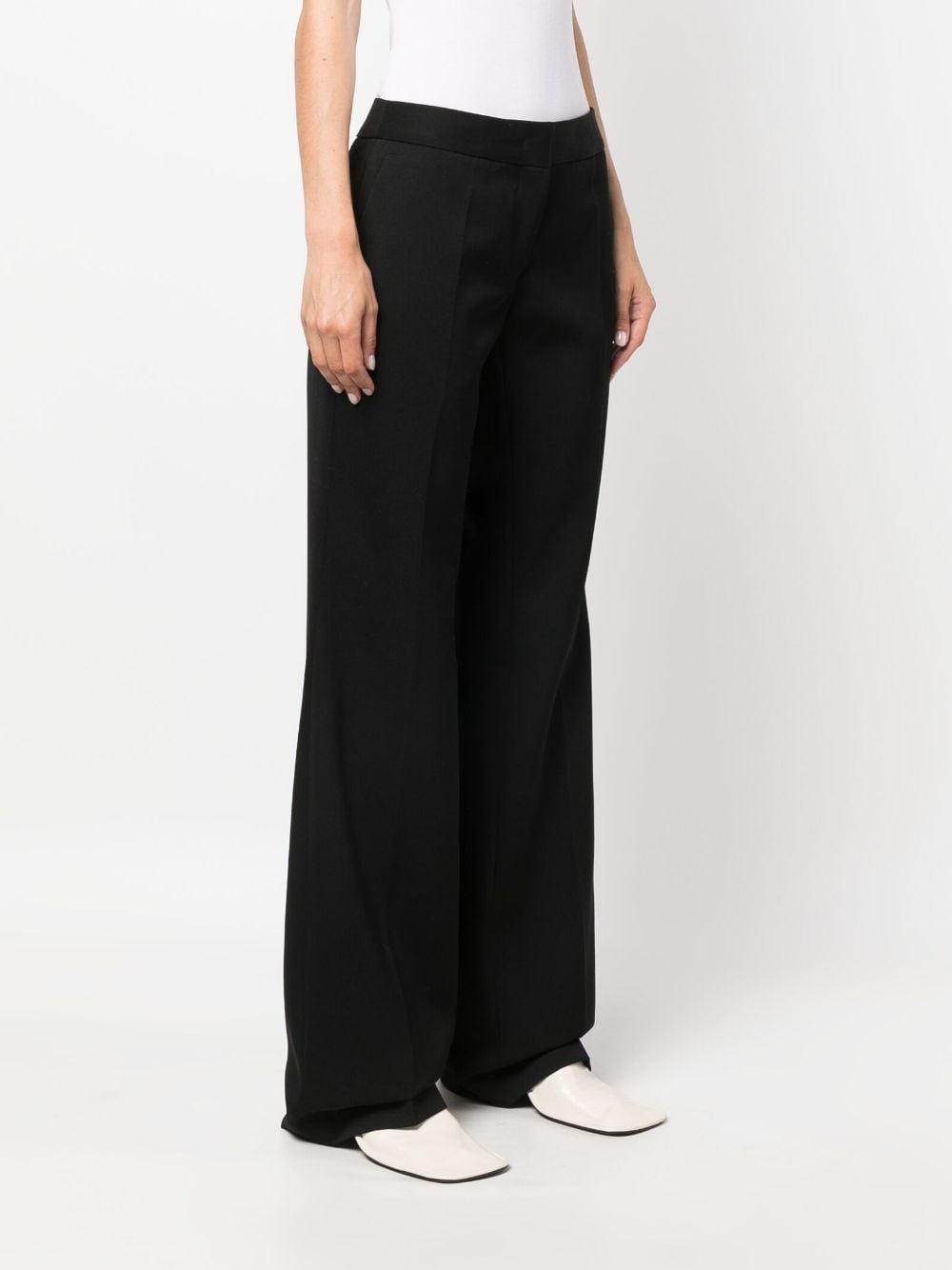 wool-cotton wide-leg trousers - 3