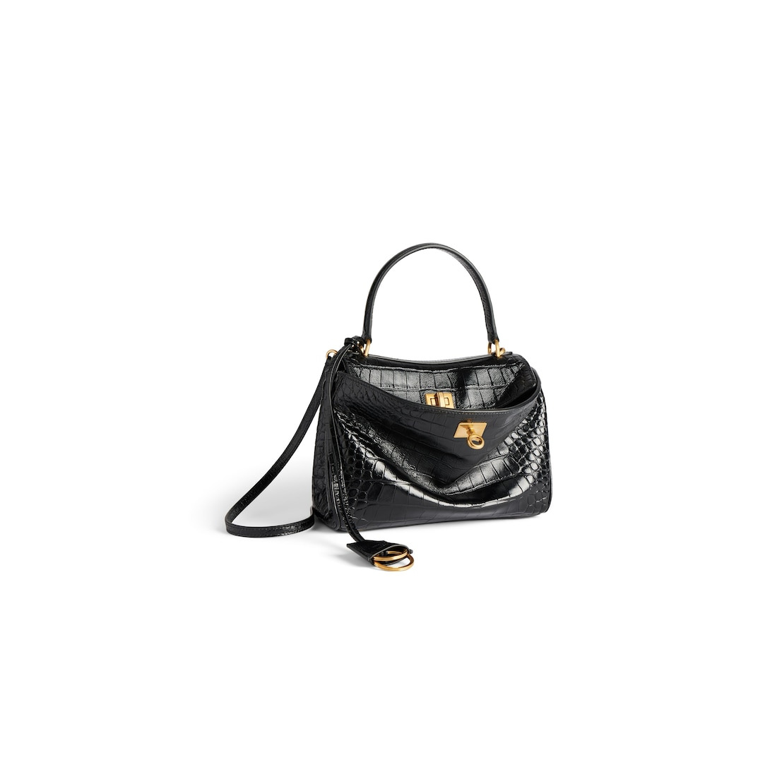 Women's Rodeo Mini Handbag Crocodile Embossed  in Black - 2