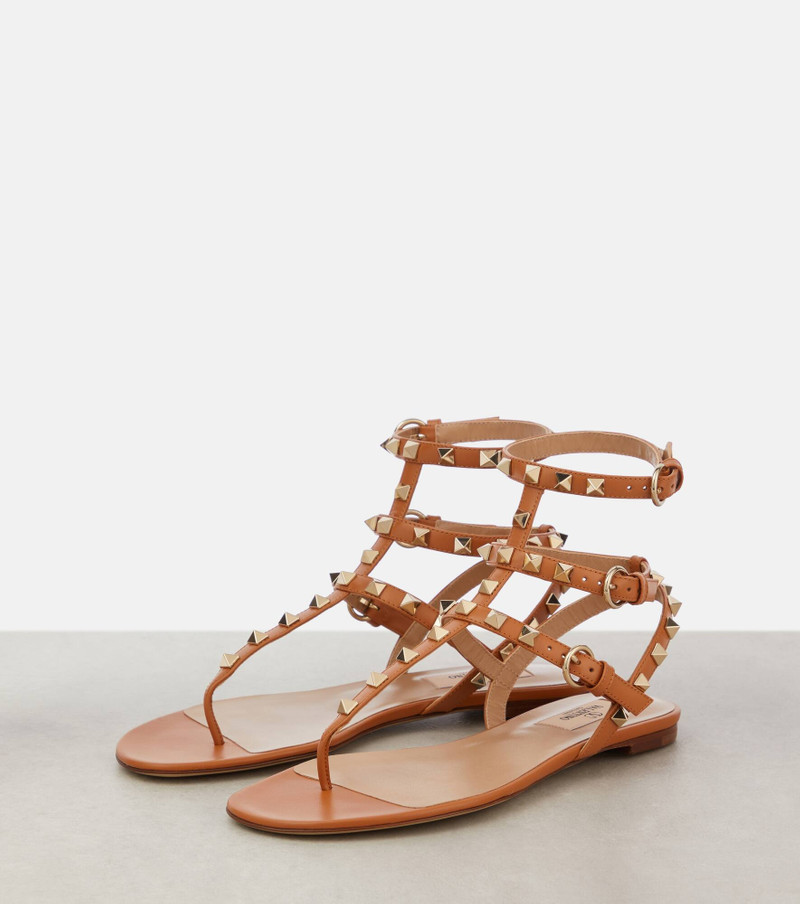 Rockstud leather flat sandals 5
