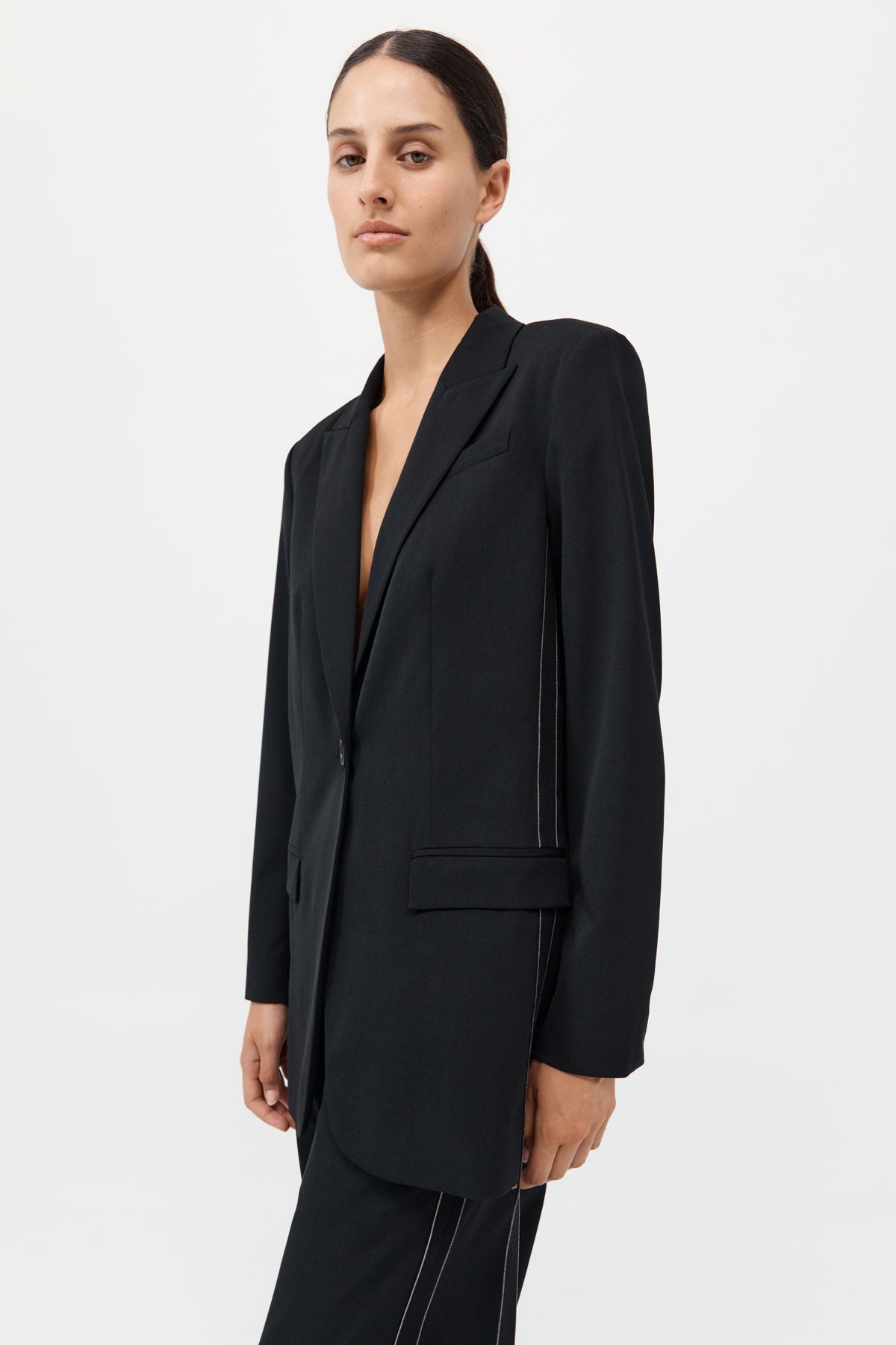 Side Stripe Blazer - Black - 4