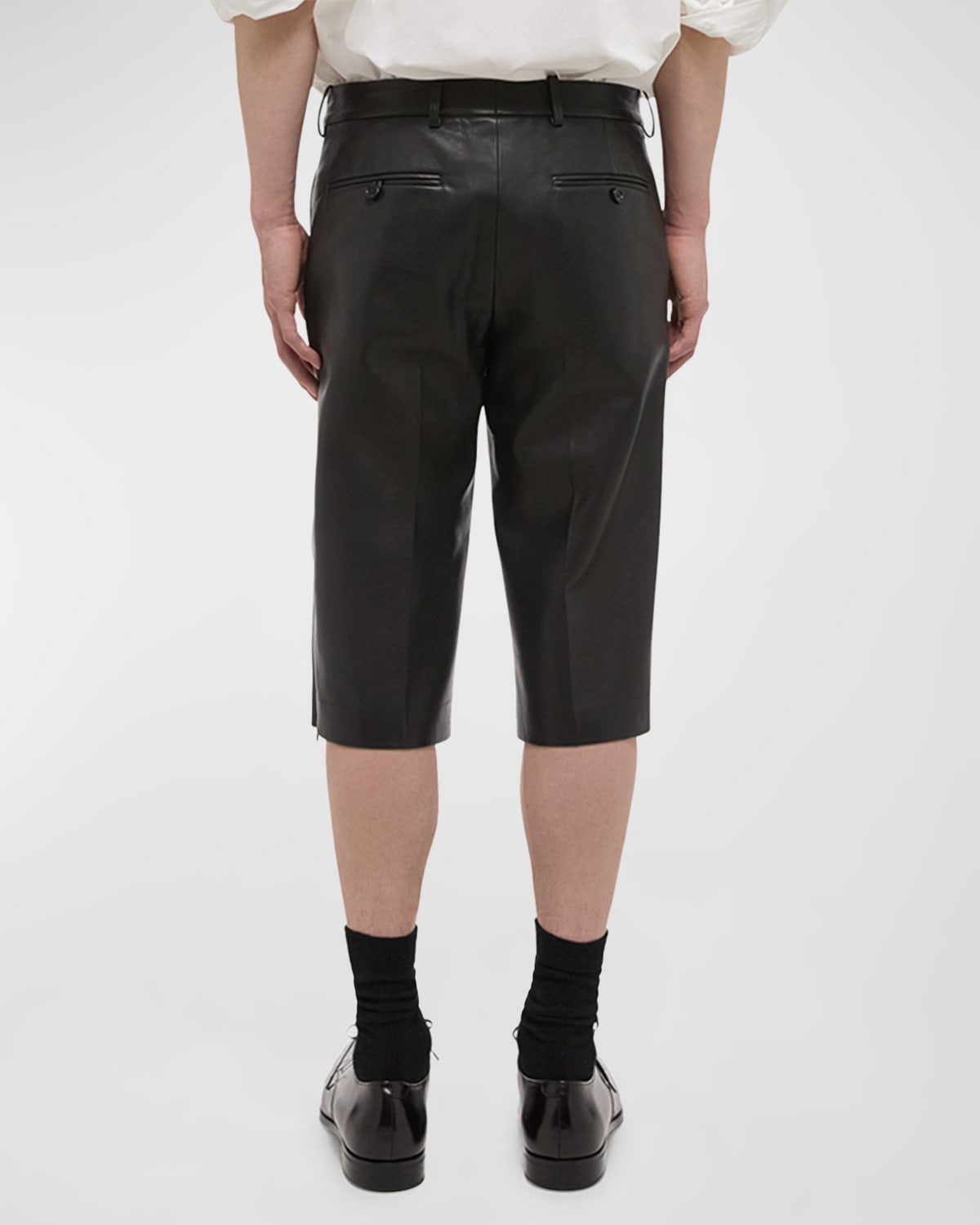 Men's Nappa Leather Zip-Hem Shorts - 3