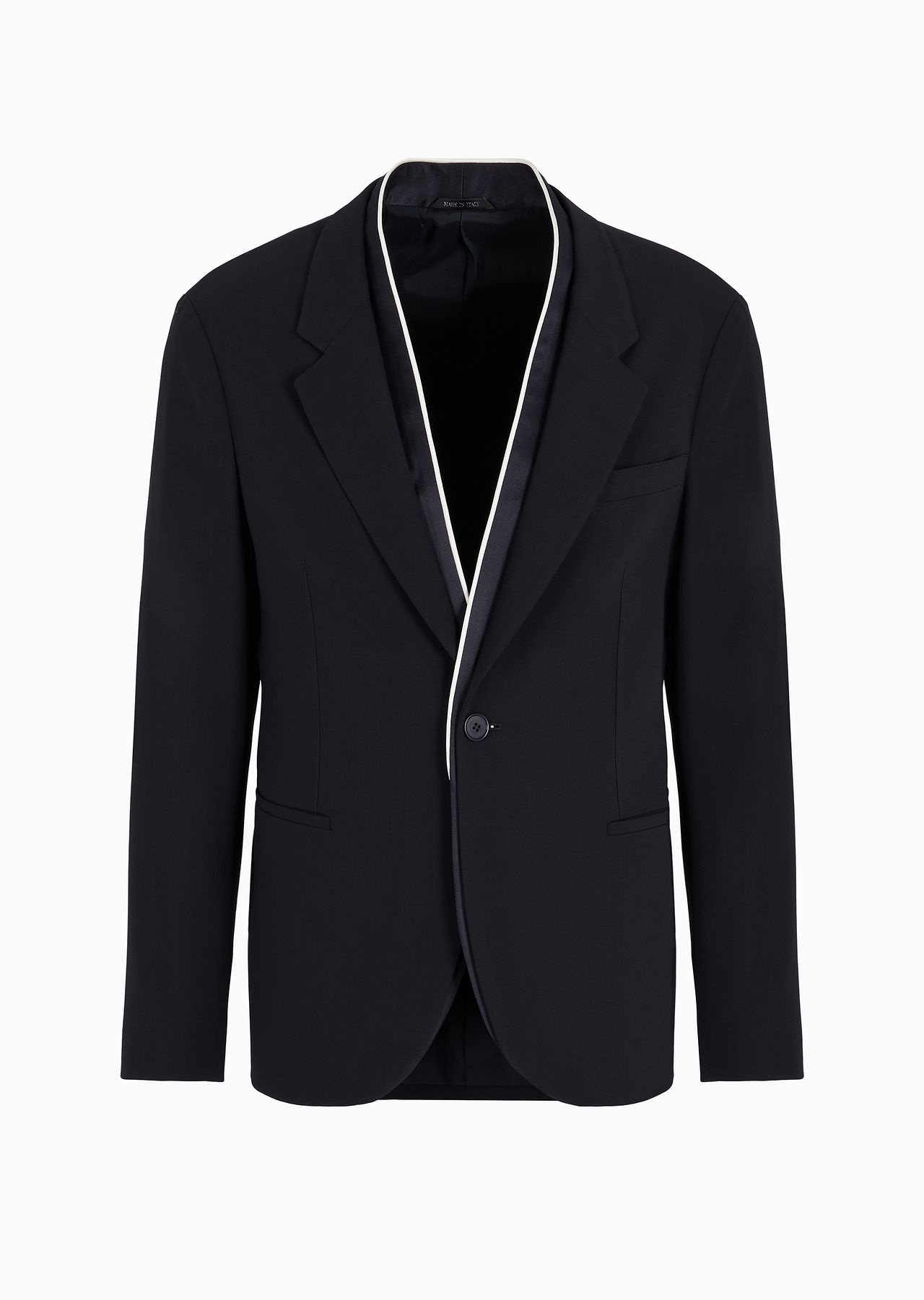 Single-breasted jacket in virgin wool crêpe - 1