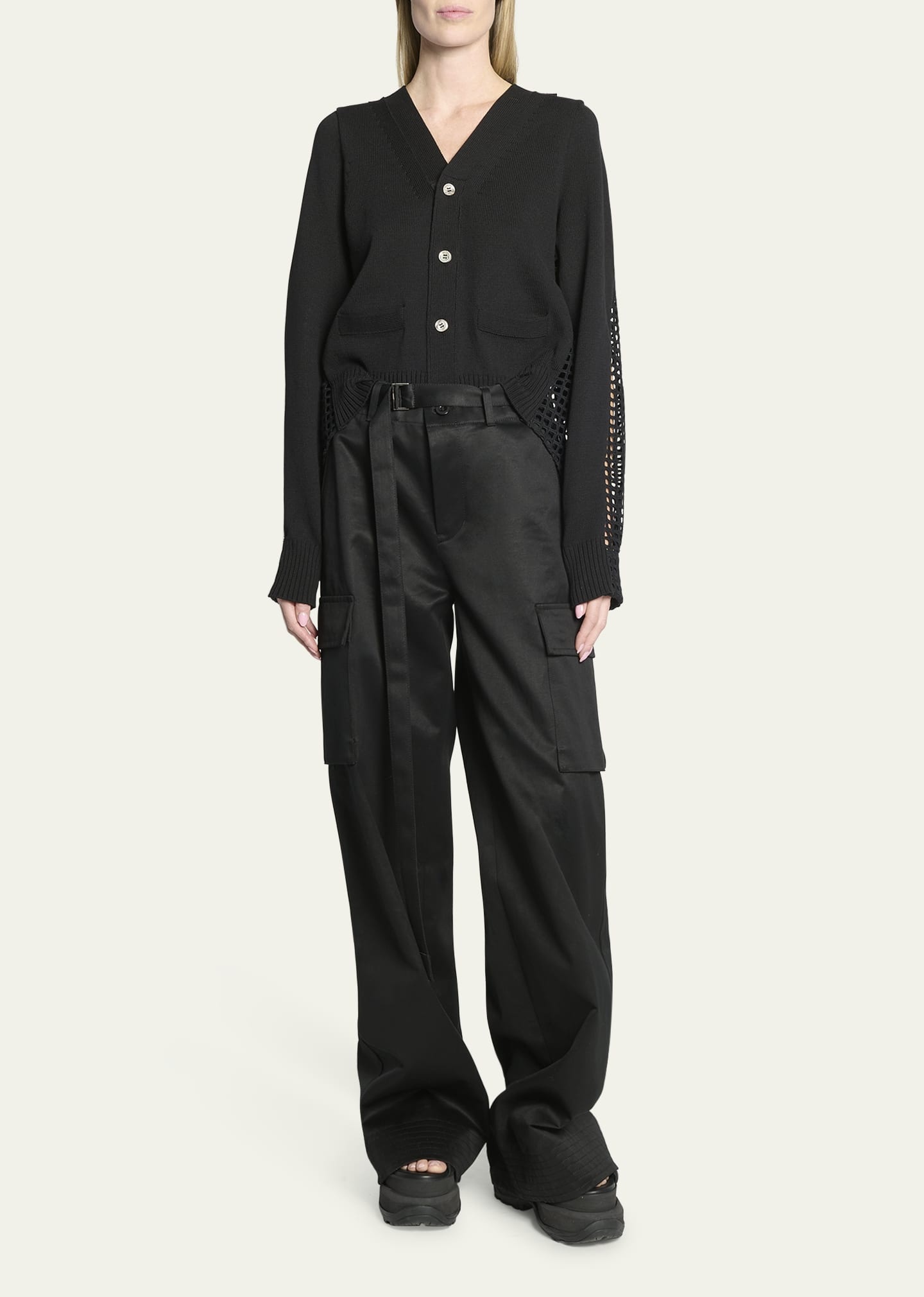 Belted Wide-Leg Cargo Trousers - 2