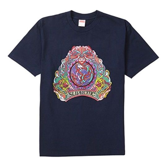 Supreme SS19 Knot Tee Navy Printing Short Sleeve Unisex Navy Blue SUP-SS19-252 - 1
