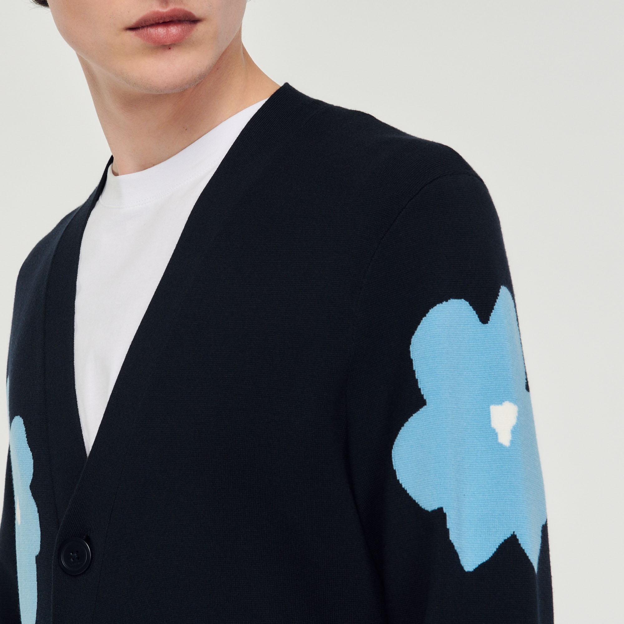 Knit cardigan with flower motifs - 4