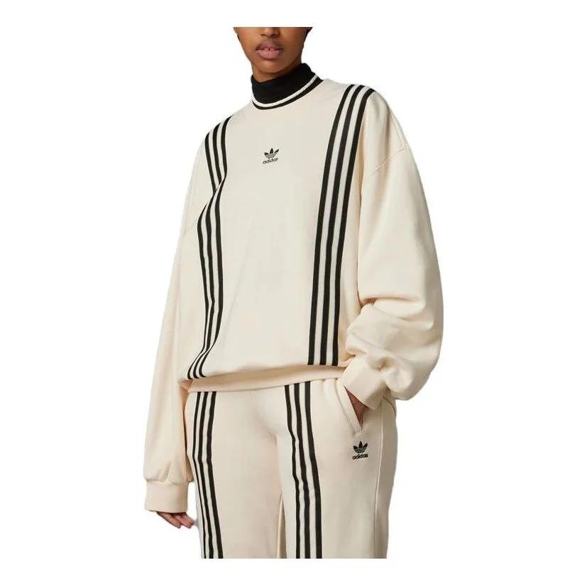 (WMNS) adidas originals SS23 Adicolor 70s 3-Stripes Sweatshirt 'Beige' IK7867 - 1
