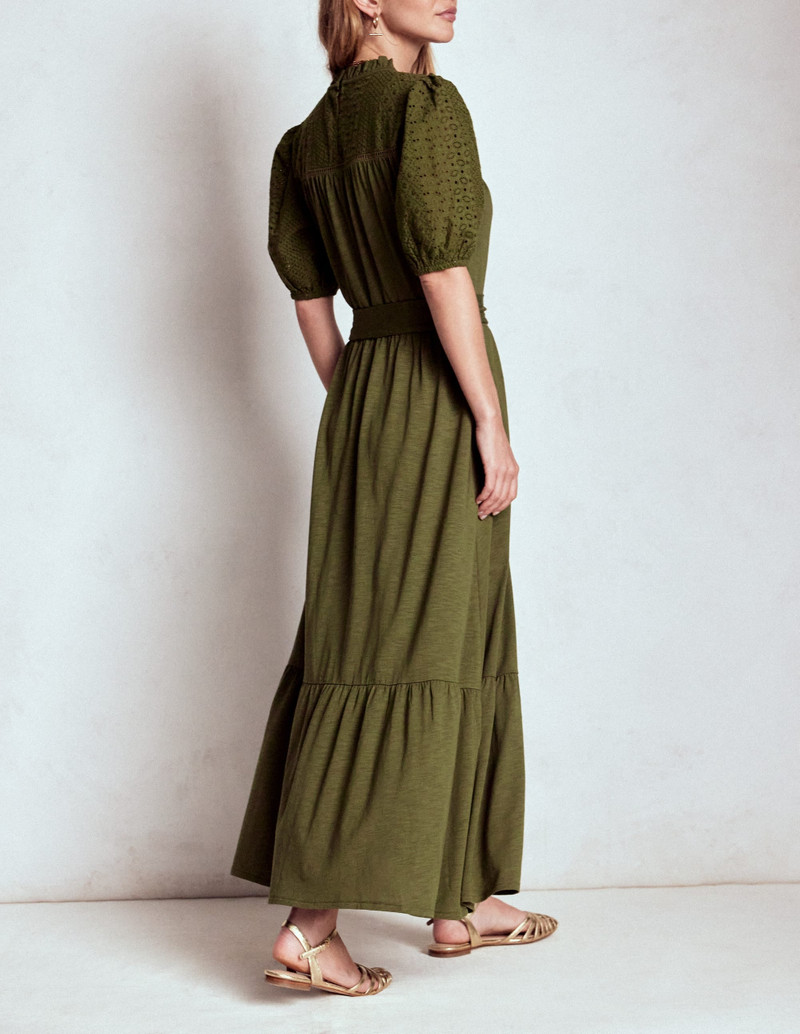 Lorelei Broderie Jersey Dress-Woodland Green 5