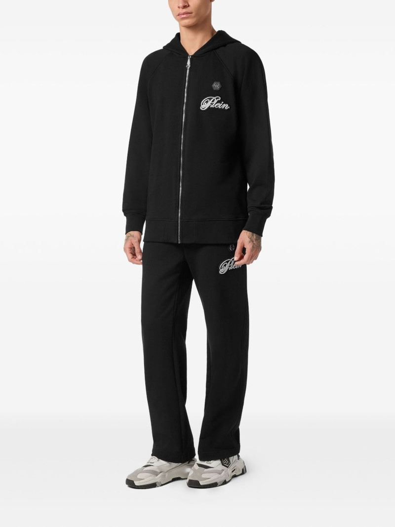 PHILIPP PLEIN zip-up logo-patch hoodie outlook