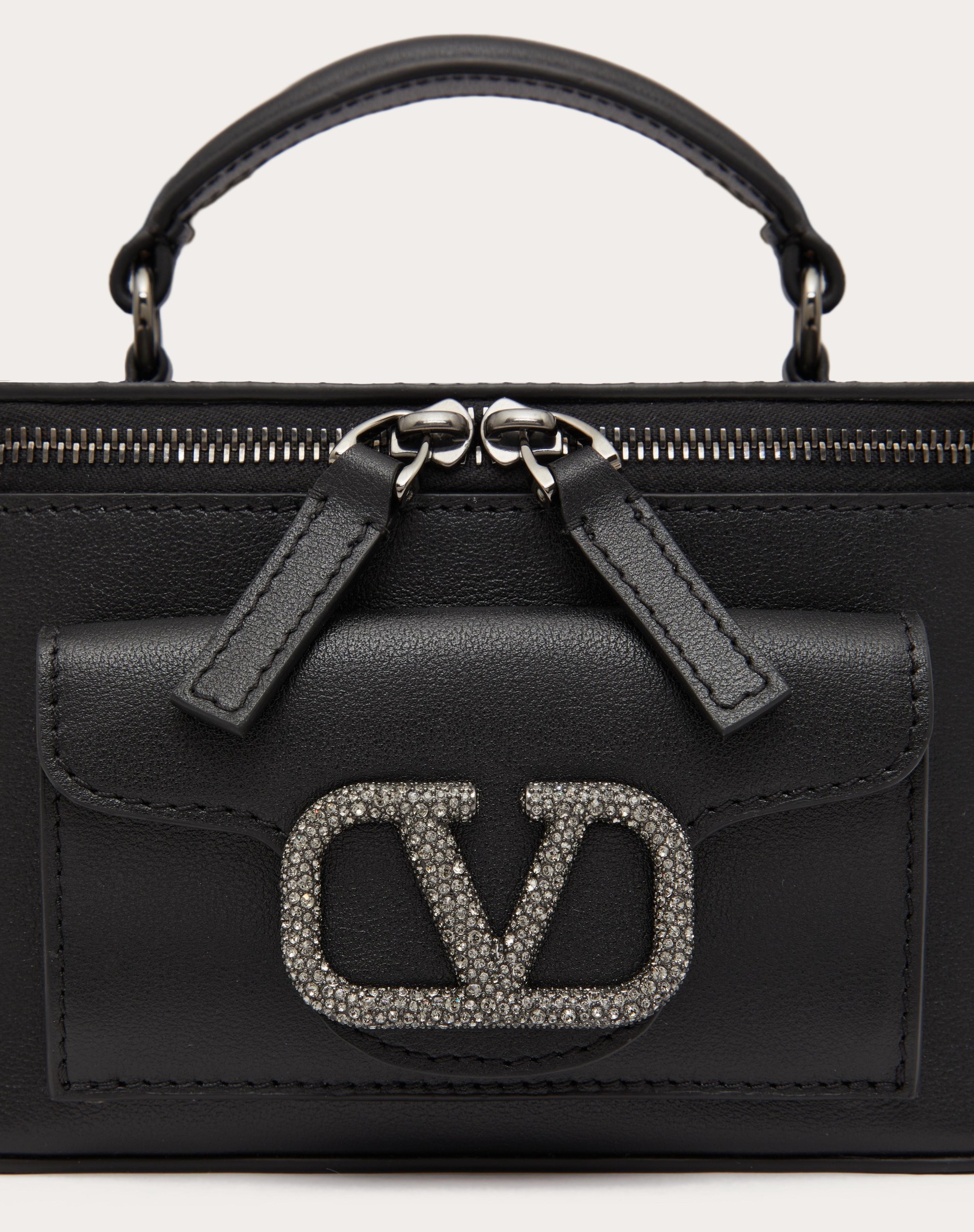 MINI VALENTINO GARAVANI LOCÒ CALFSKIN HANDBAG WITH JEWEL LOGO - 8