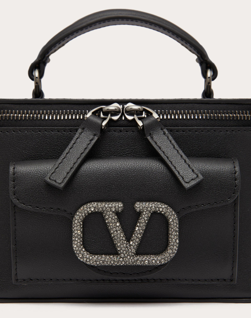 MINI VALENTINO GARAVANI LOCÒ CALFSKIN HANDBAG WITH JEWEL LOGO 8