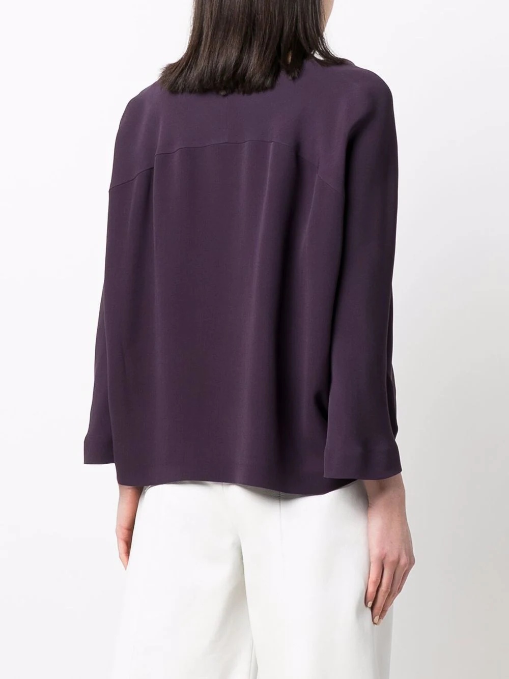 V-neck cropped blouse - 4