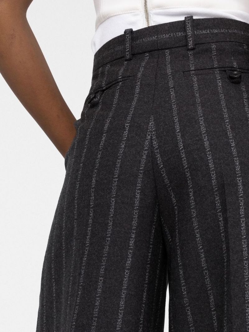 logo-pinstripe trousers - 4