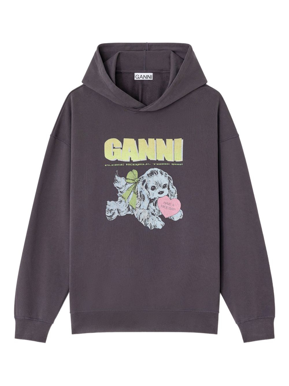 Puppy-print hooded sweatshirt - 1
