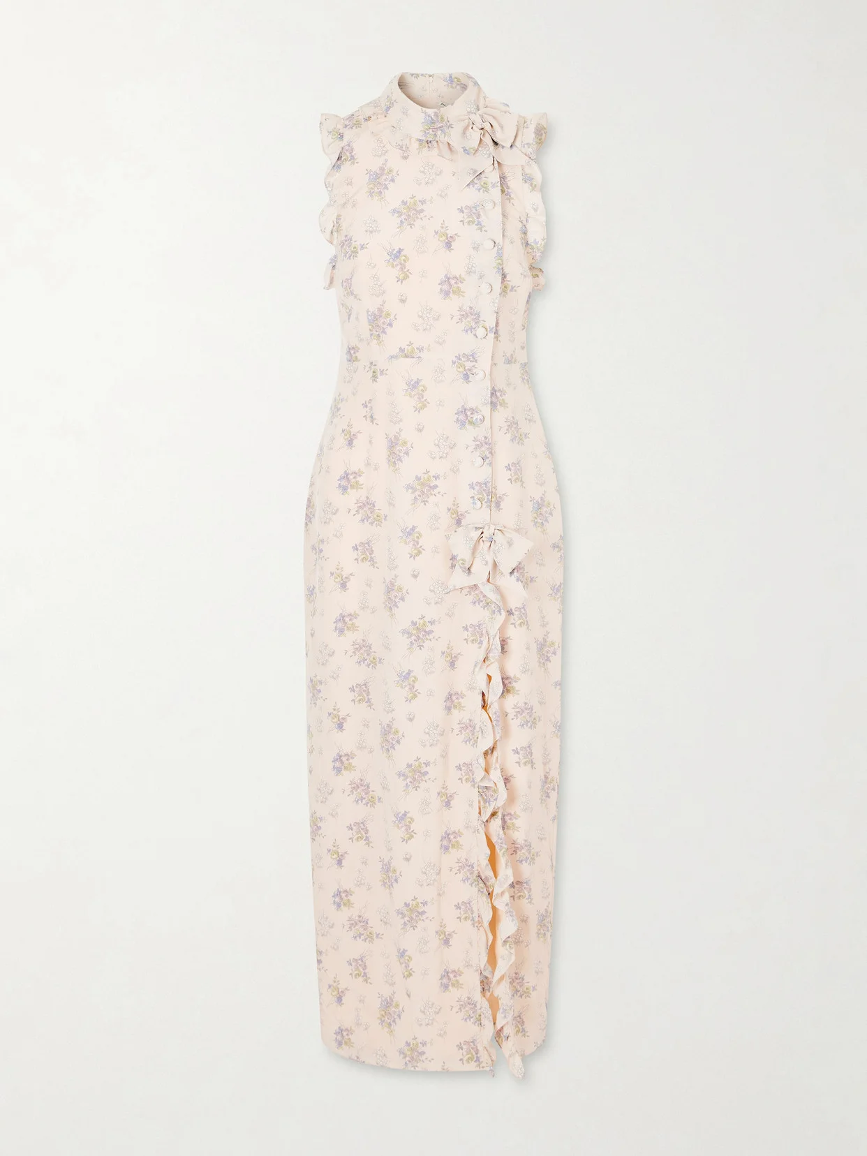 Ruffled Floral-print Silk Midi Dress - 1