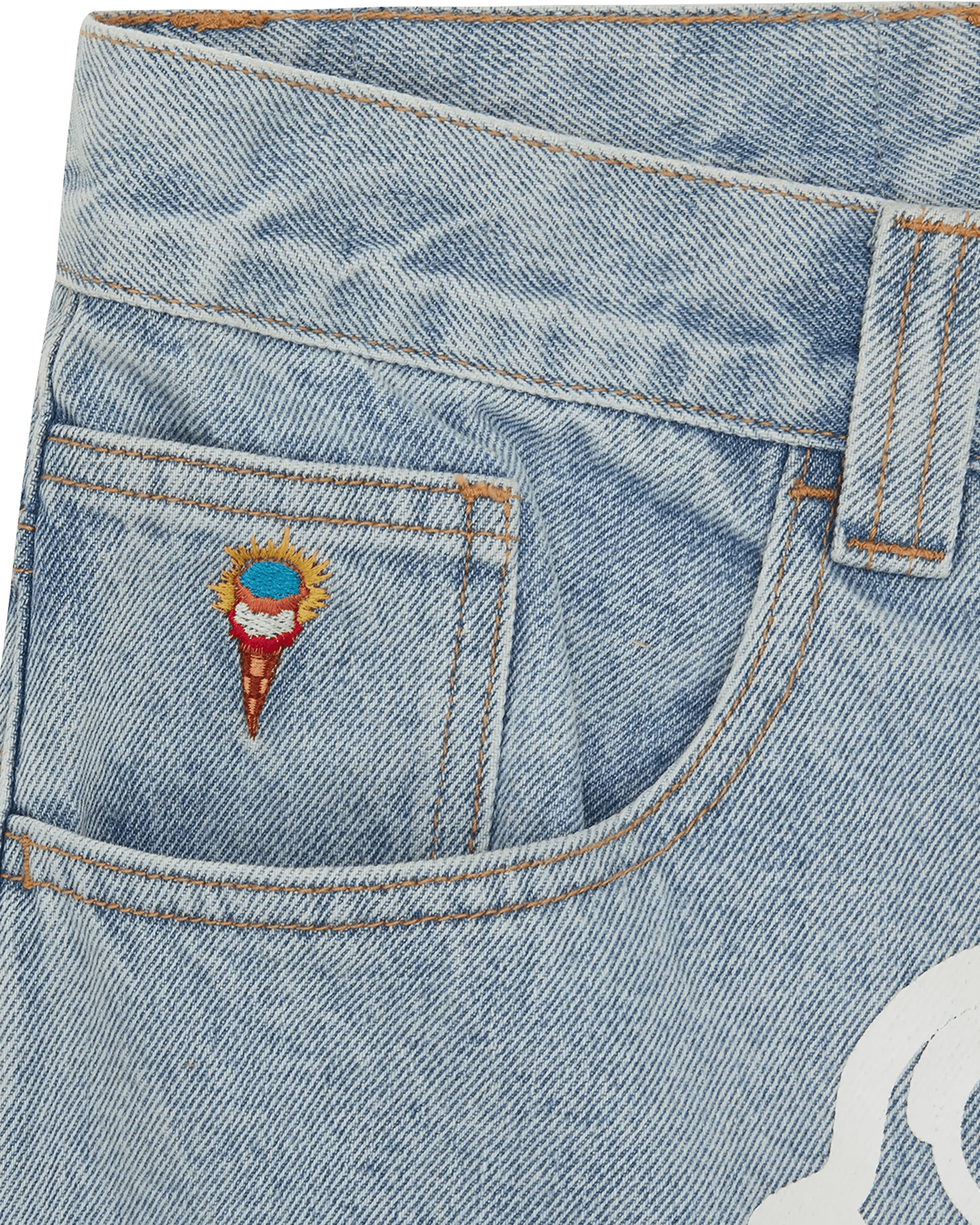 RUNNING DOG DOUBLE SCOOP DENIM PANT - 8