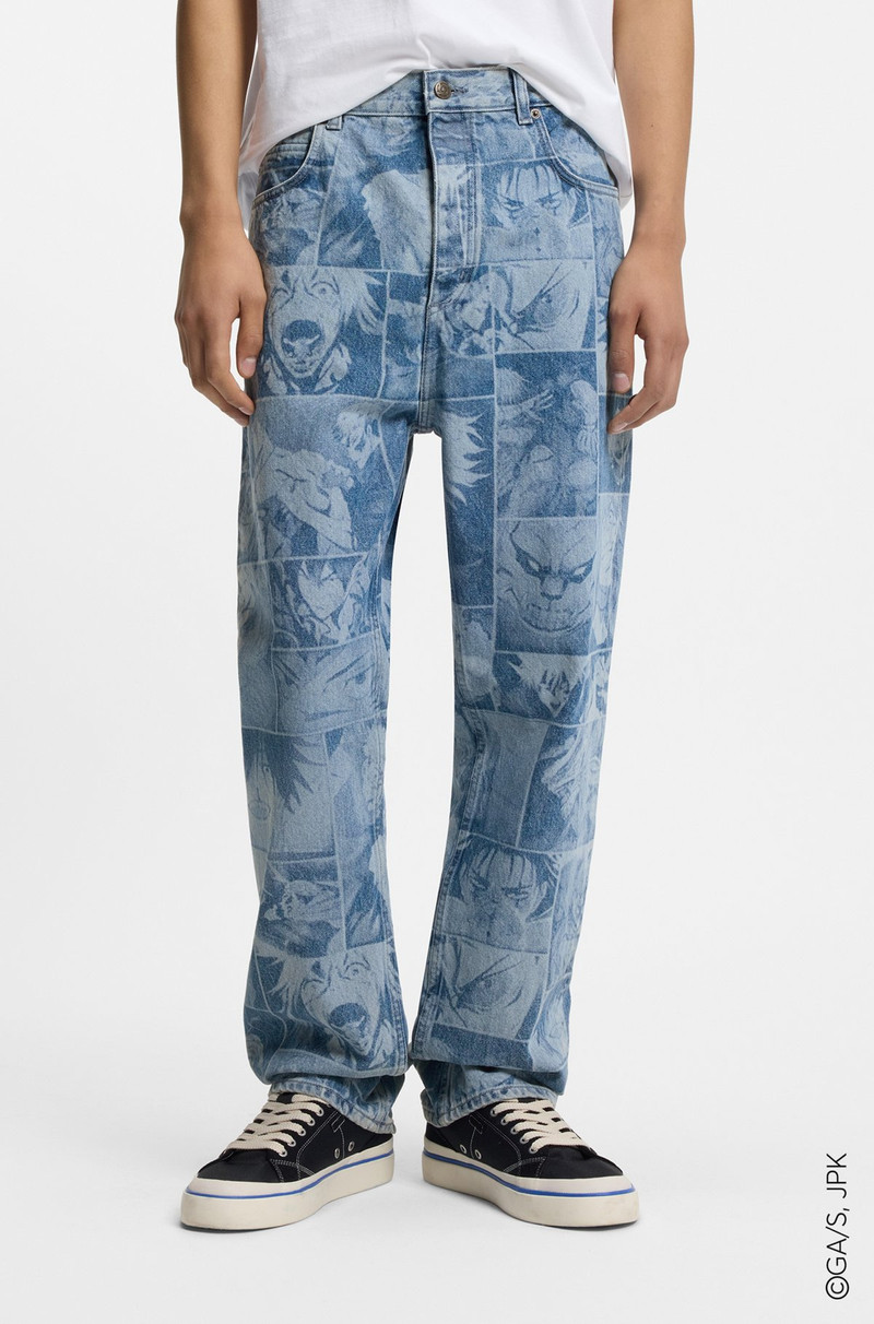 HUGO HUGO X JUJUTSU KAISEN BAGGY-FIT JEANS WITH CHARACTER PRINT outlook