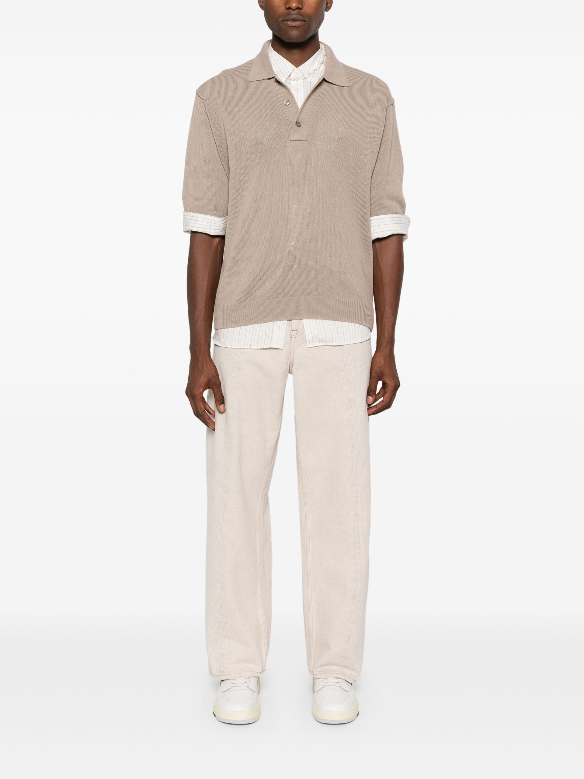 Studio Nicholson Brown Swing Knitted Polo Shirt
