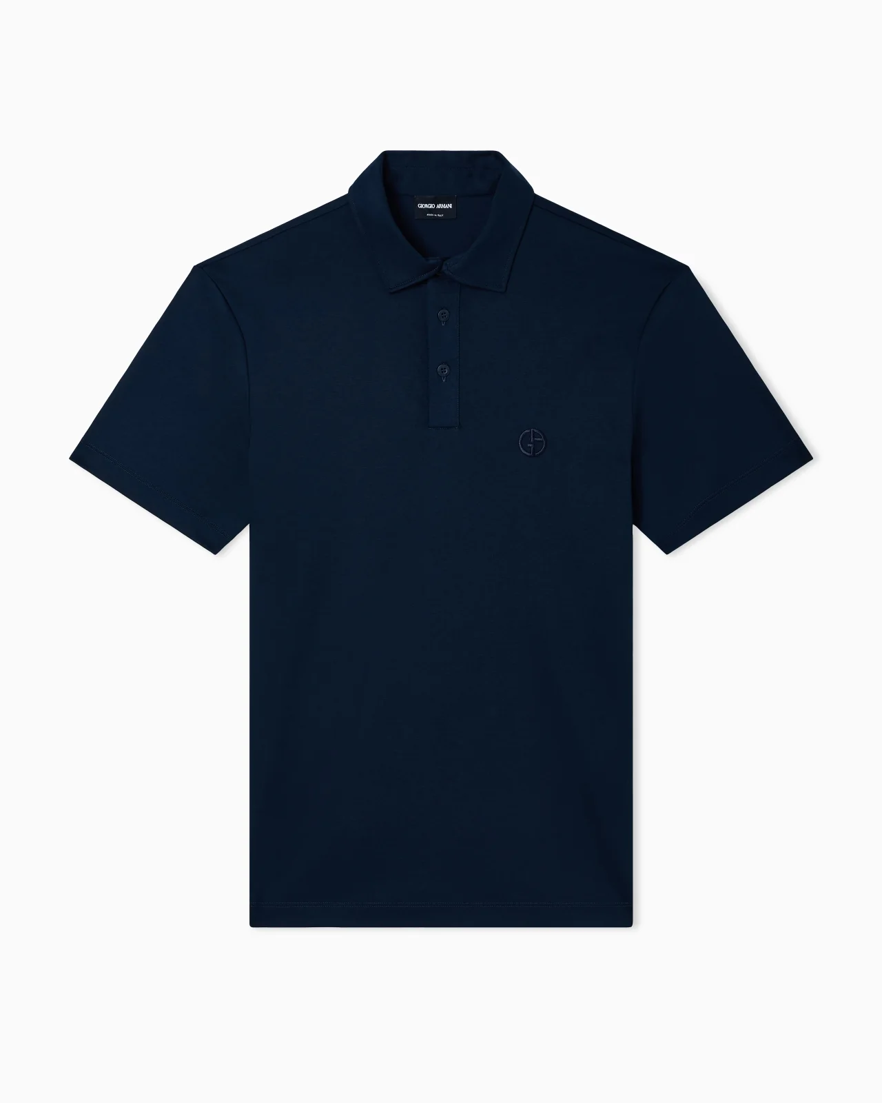 PURE COTTON INTERLOCK POLO SHIRT WITH EMBROIDERED LOGO - 1
