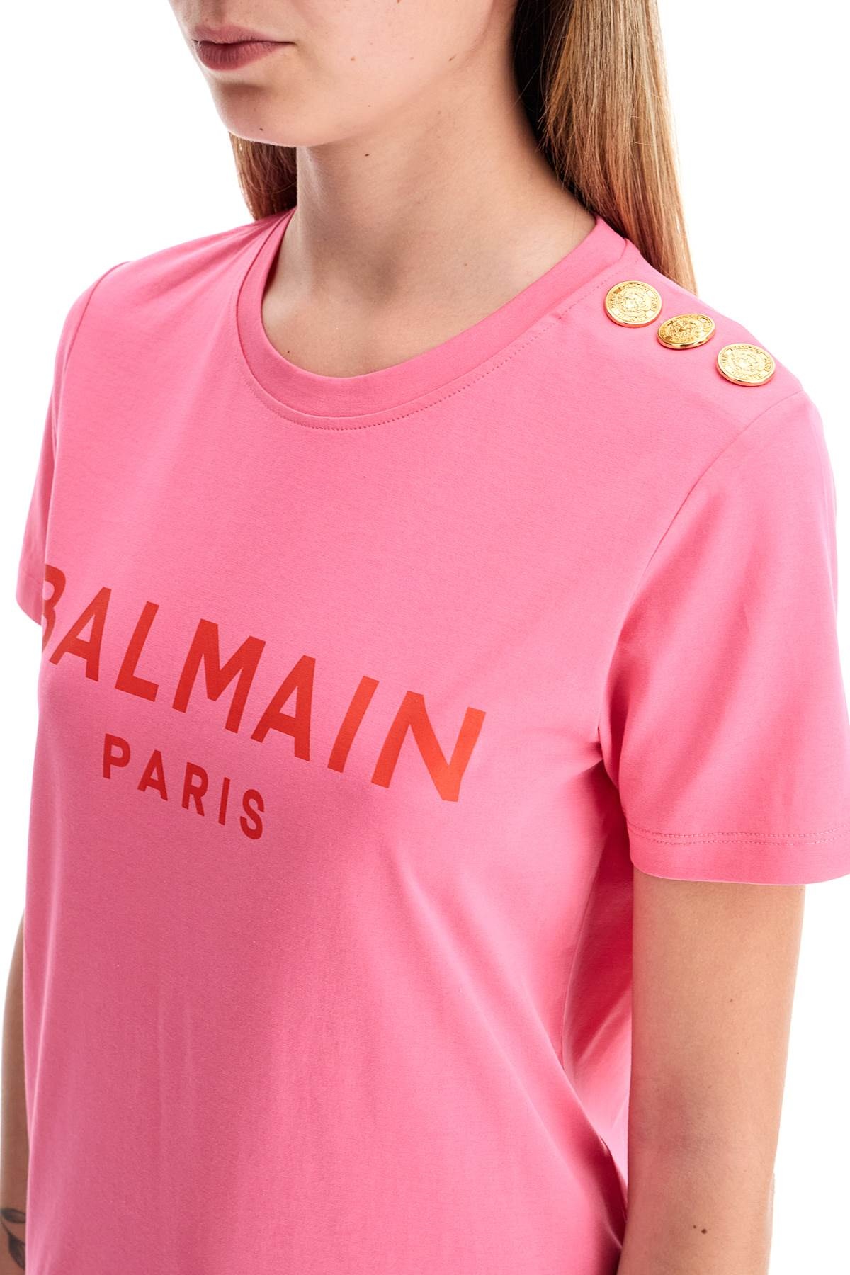 Balmain Logo T Shirt With Buttons - 5