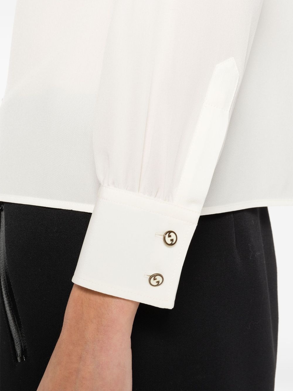 logo-embroidered silk shirt - 5