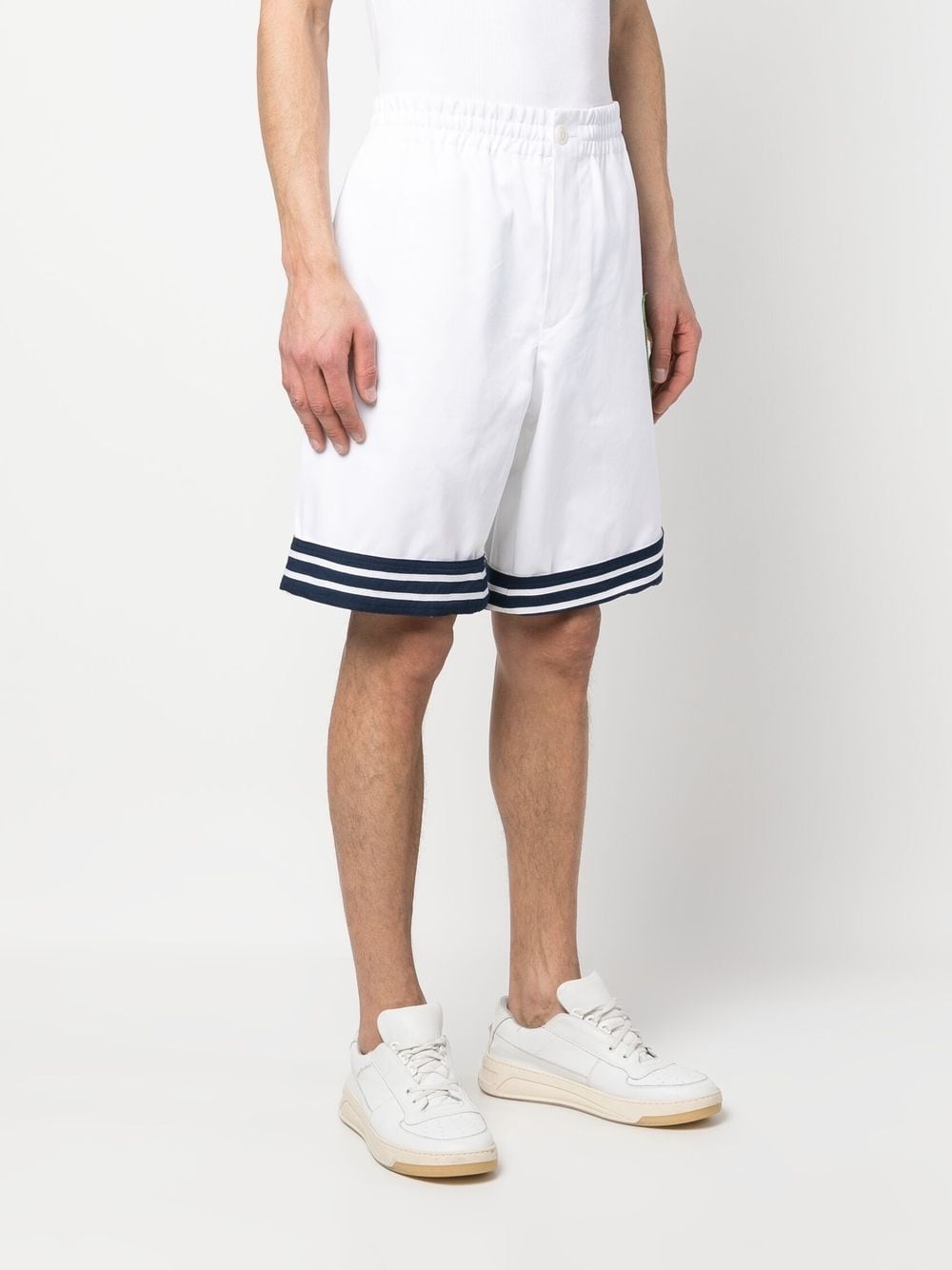 stripe-border cotton shorts - 3