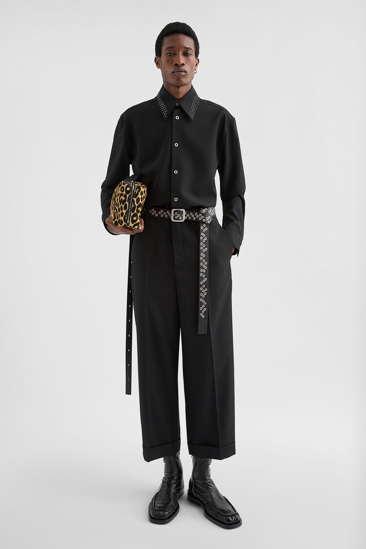 Wool Poplin Belted Trousers - 1