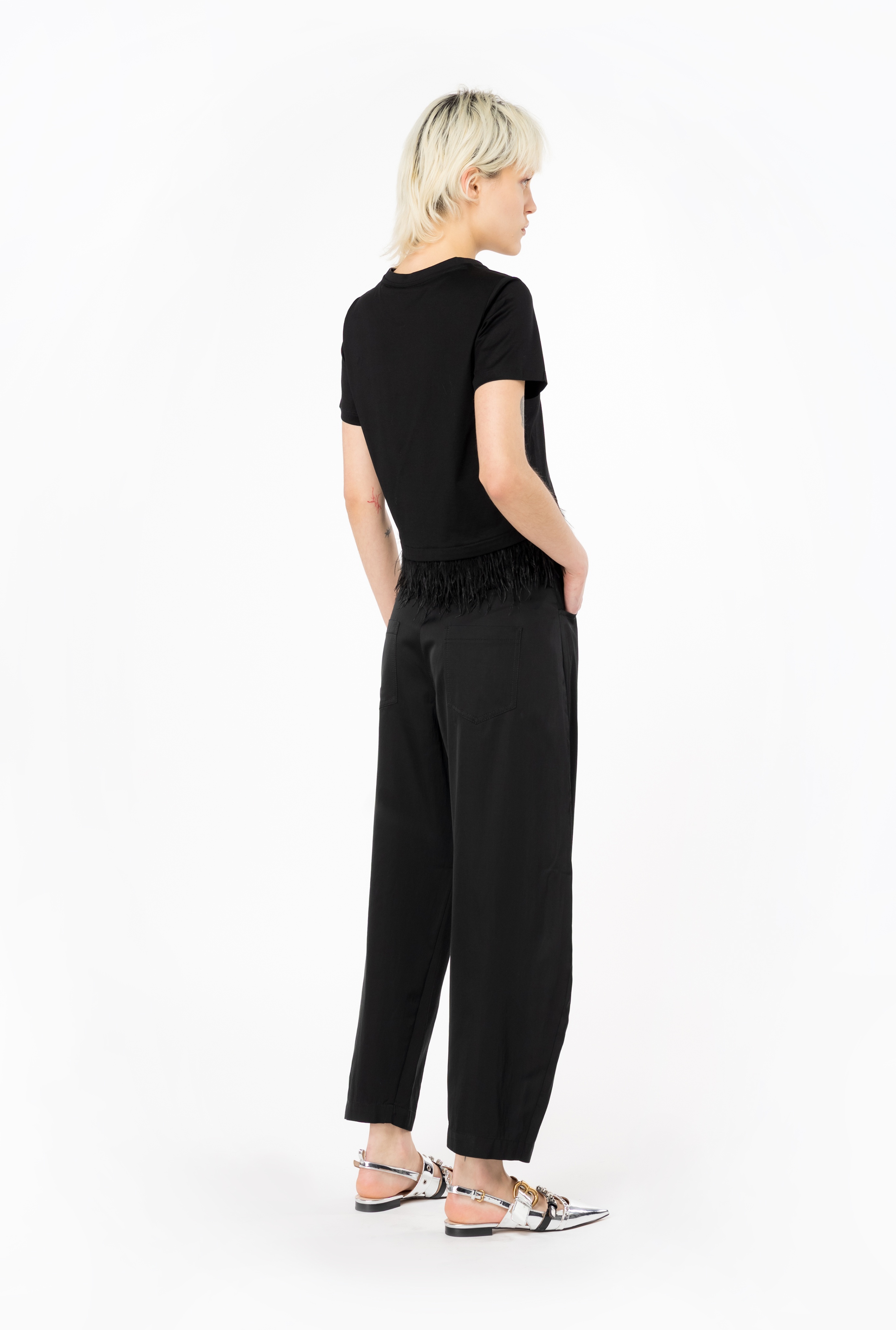 SATIN BARREL-LEG TROUSERS - 4