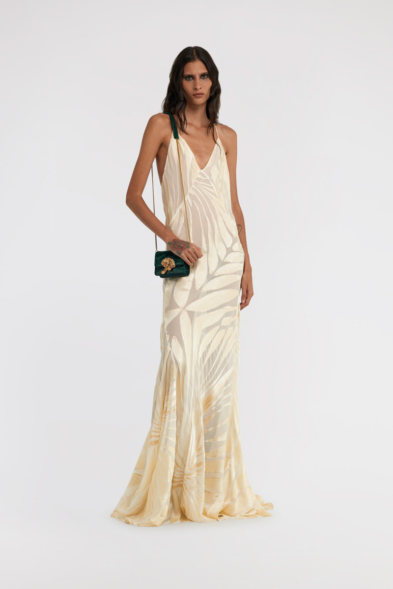 Roberto Cavalli Ray Of Gold Print Satin Dress outlook