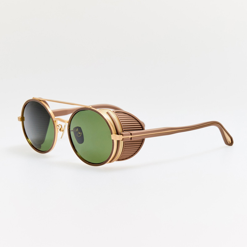 LINDA FARROW Baret Explorer Sunglasses in Matt Champagne outlook