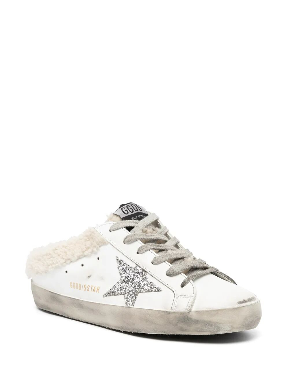 Golden Goose Women "Super Star" Sabot Leather Upper Glitter Star Shearling Lining - 2
